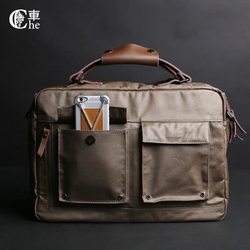 Dpark single shoulder sling laptop bag for 14 and 15 inch devices in black, brown, or khaki.