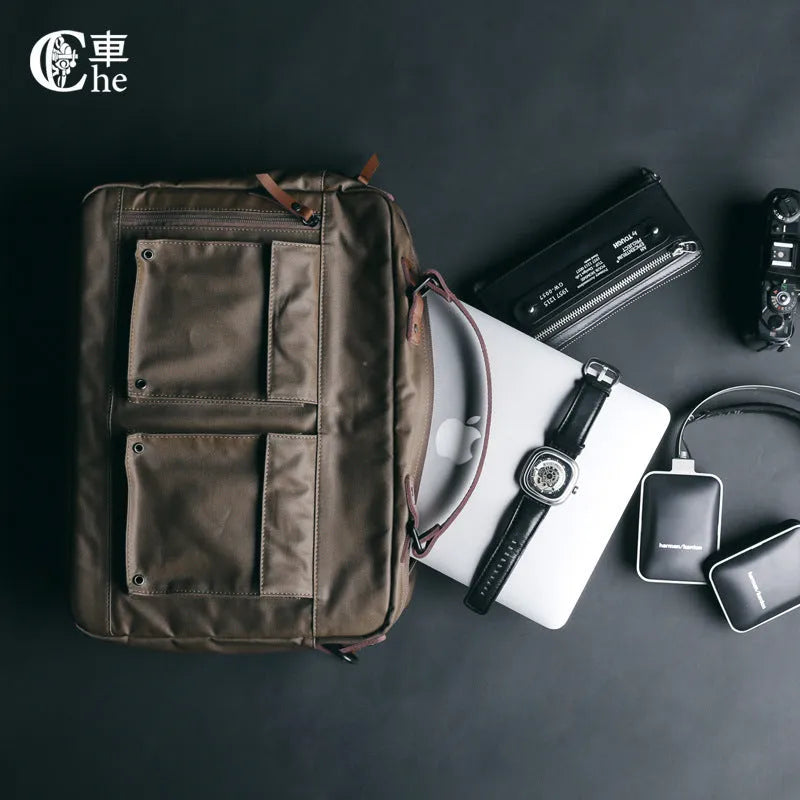 Dpark single shoulder sling laptop bag for 14 and 15 inch devices in black, brown, or khaki.