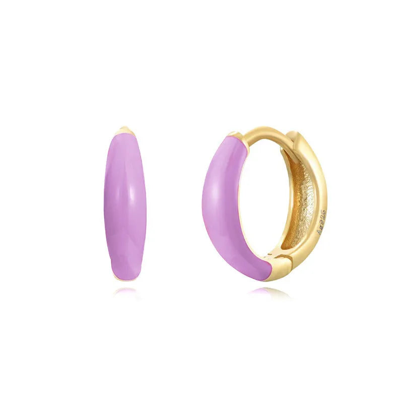 Epoxy oval curved earrings with geometric U-shaped design in seven colour options