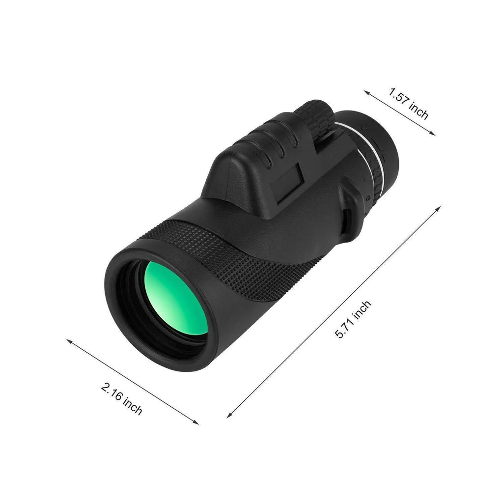 Black HD 40x60 monocular telescope for mobile phones with 40x magnification and waterproof design.