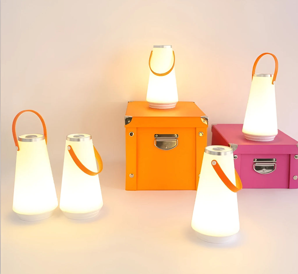 White rechargeable LED creative charging night light table lamp measuring 12×12×22 cm