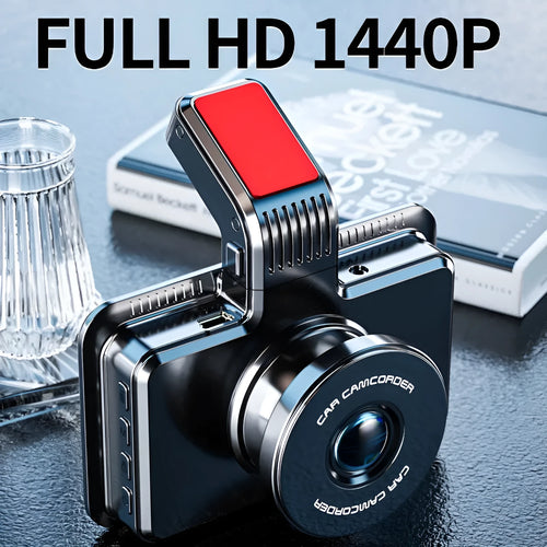 3-inch screen car dash cam DVR with dual lens for front and rear vehicle recording.