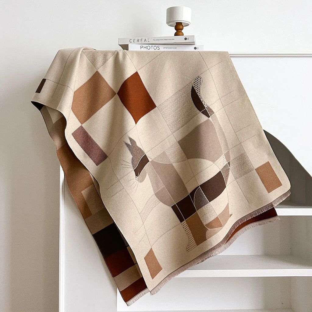 European style imitation cashmere shawl scarf in various colours showing 185x65cm dimensions