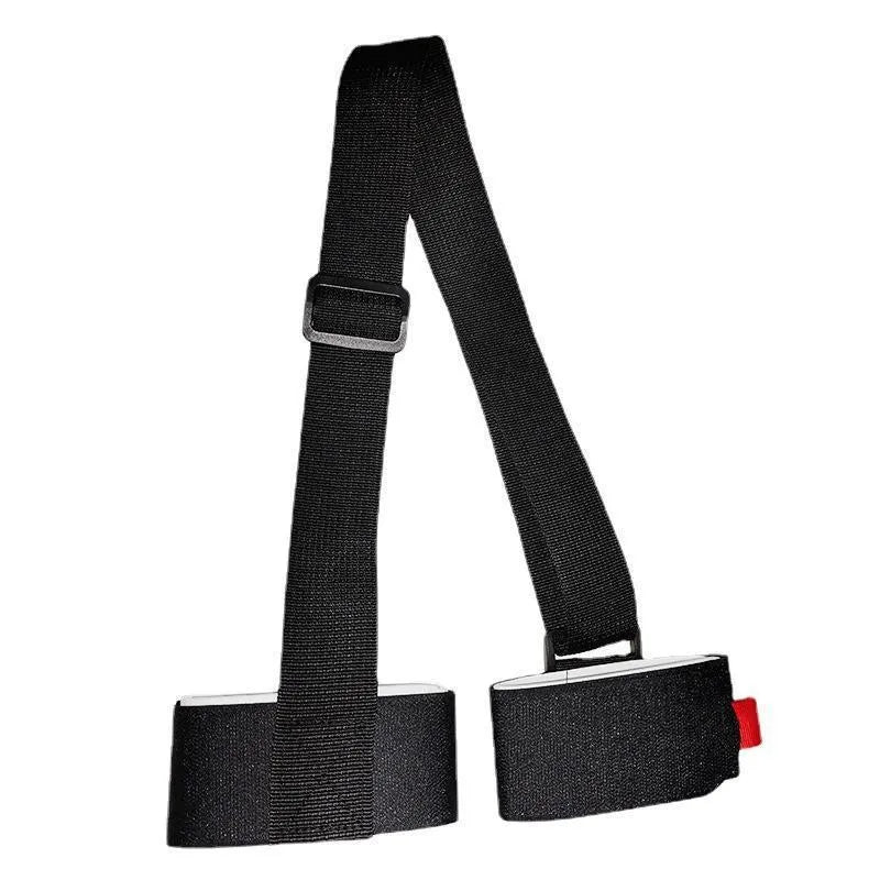 Adjustable skiing bandage strap with shoulder carry for ski and snowboard transport