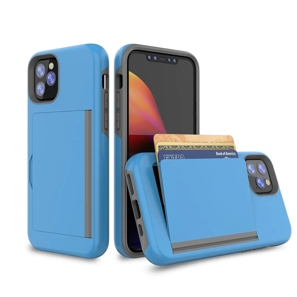 Solid colour mobile phone back cover for iPhone 11 in black, red, pink, blue, dark blue, or purple.
