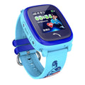 DF25 children's waterproof smart watch with blue silicone strap and touch screen display