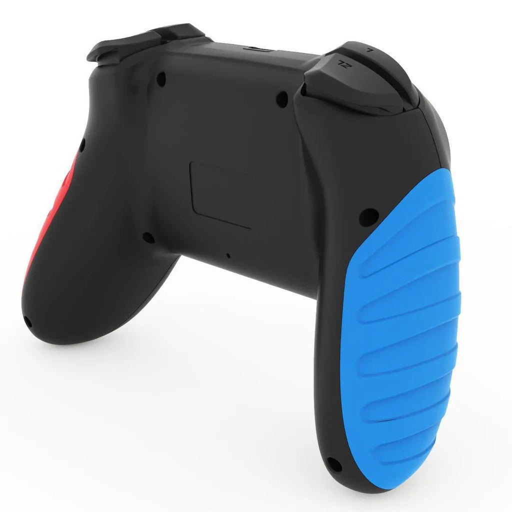 Red and blue wireless Bluetooth gamepad for Nintendo Switch and PC.