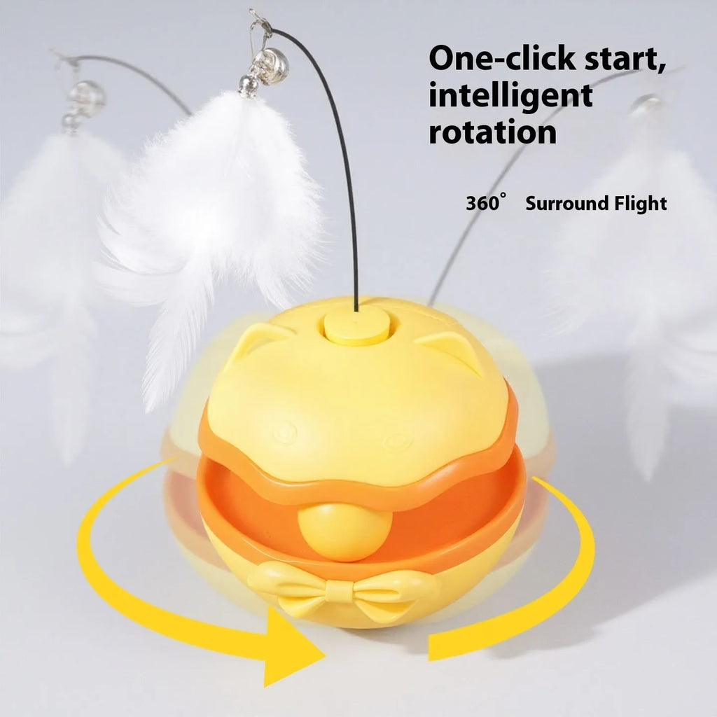 Electric cat toy tumbler self-hi cat teaser in lemon yellow, sky blue or soft fog grey
