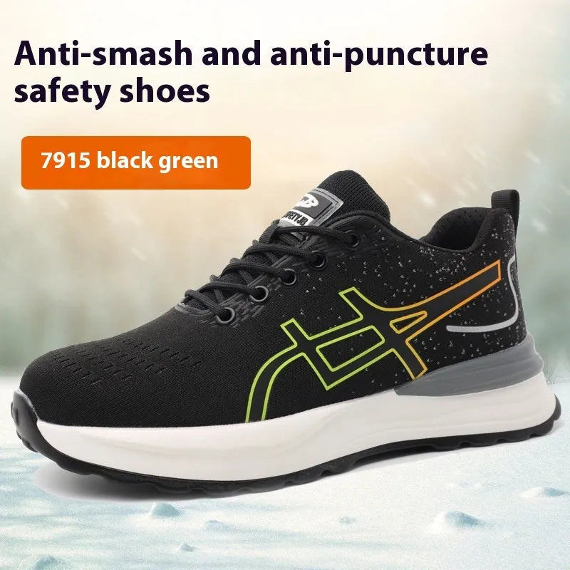 Lightweight labour protection shoes with anti-smashing and puncture-resistant features in multiple colour options