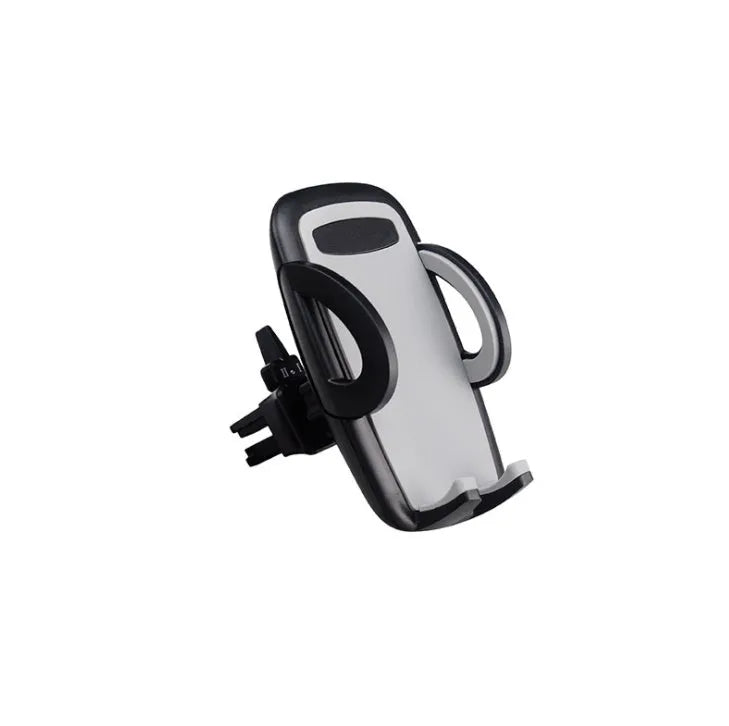 Black plastic car vent mobile phone holder with adjustable arms for universal device compatibility