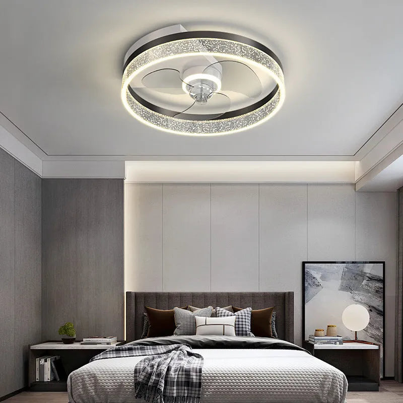 Modern Nordic ceiling lamp with iron body for children's rooms with integrated fan and LED lighting