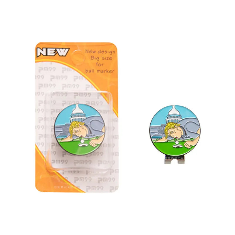 Zinc alloy hat clip with creative metal craft patterns for golf accessories