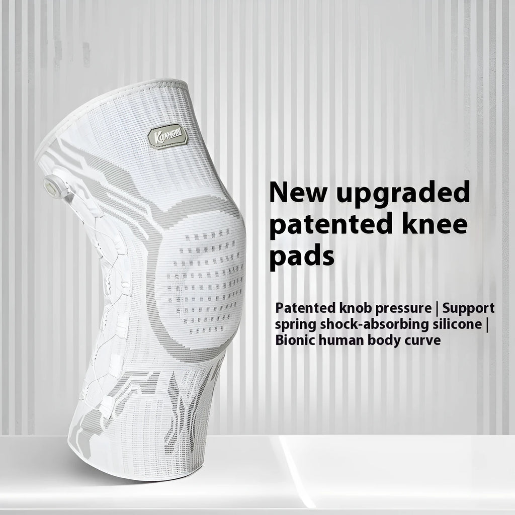 Grey-white sports kneecaps for left and right knees in M, L, XL sizes for basketball, running, football, badminton