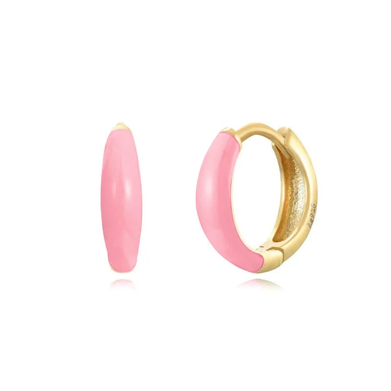 Epoxy oval curved earrings with geometric U-shaped design in seven colour options