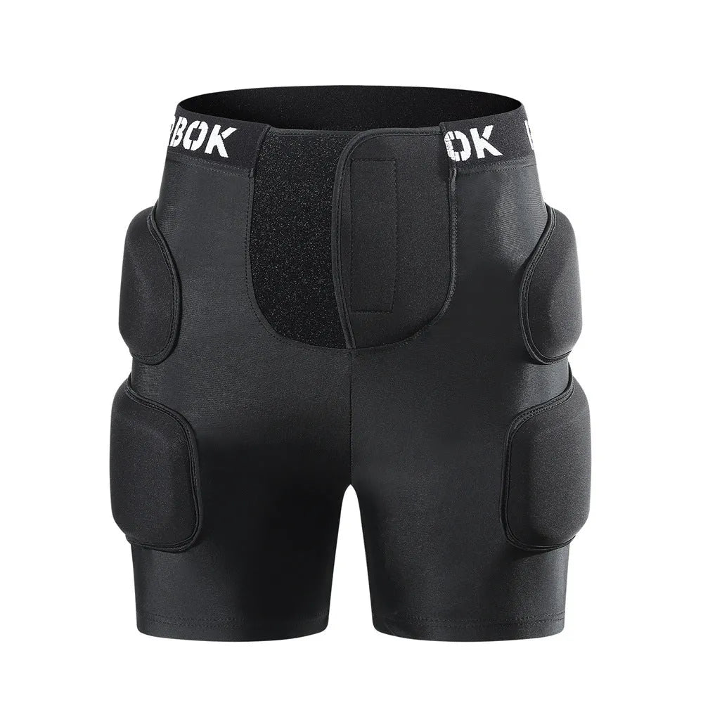 Black adult hip protection pad for skating and skiing, made from spandex and NBR foam.
