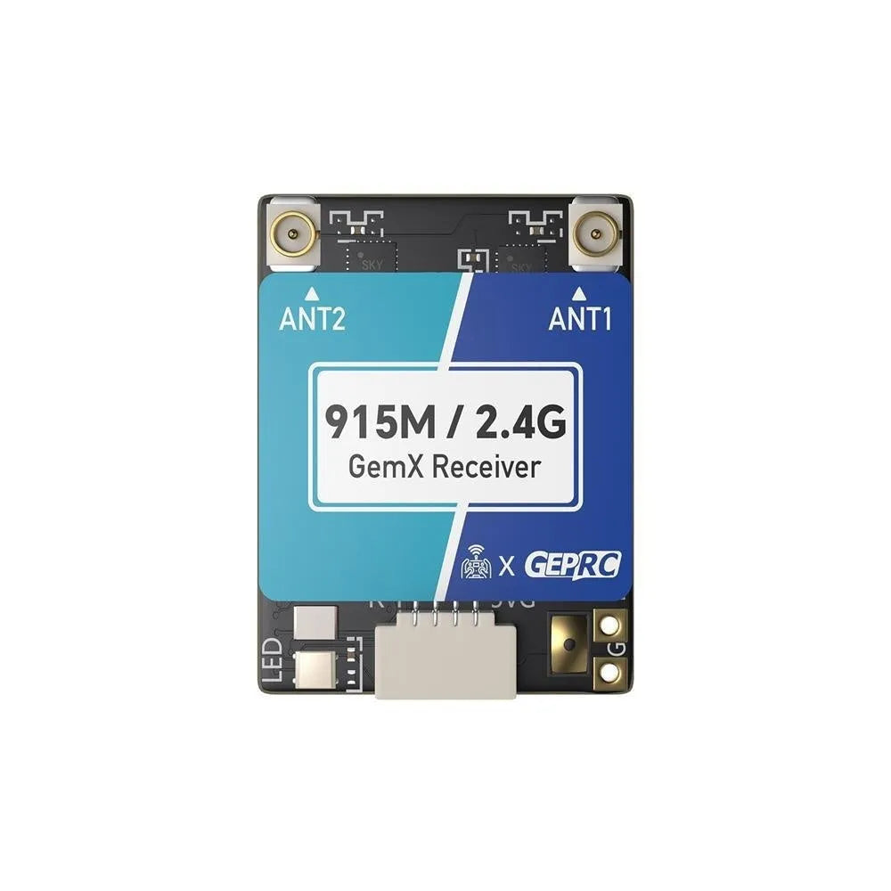 ELRS dual-frequency FPV receiver with T-shaped antennas and installation accessories for RC drone control