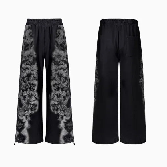 Loose trousers set with printed hoodie and seven-inch pants in street trendy design