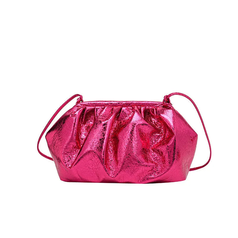 Shell-shaped PU leather hair clip crossbody bag with internal phone and document pockets