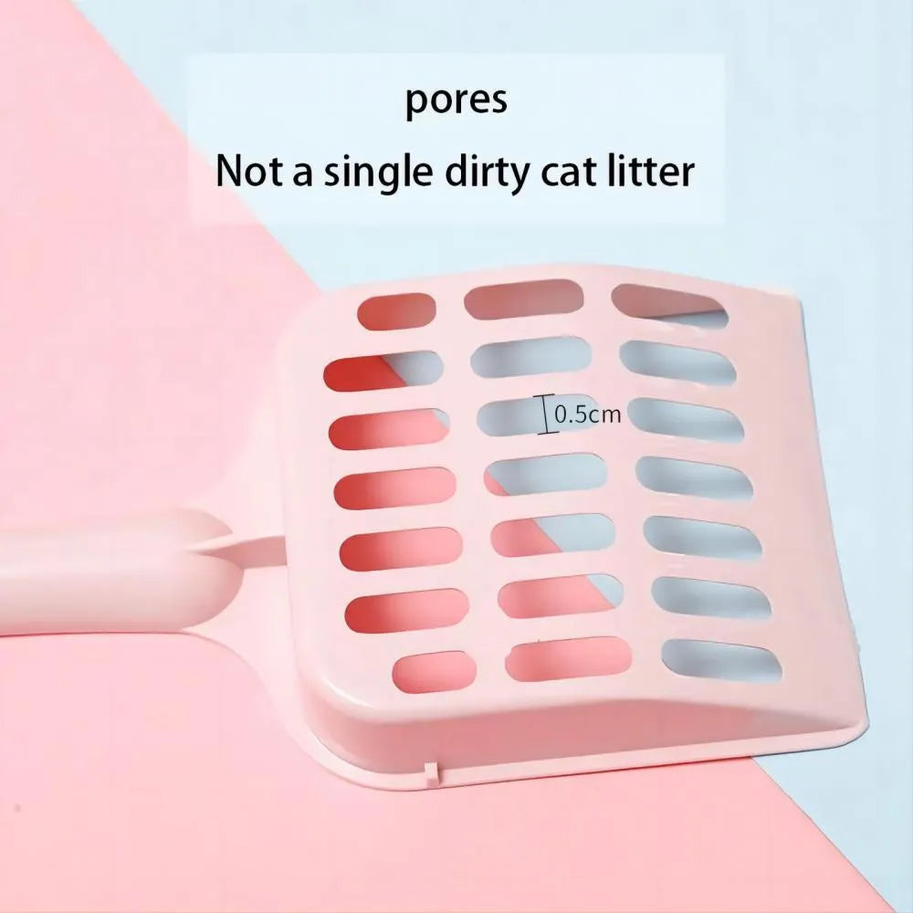 Blue plastic cat litter scoop for cleaning litter trays, 20cm long.