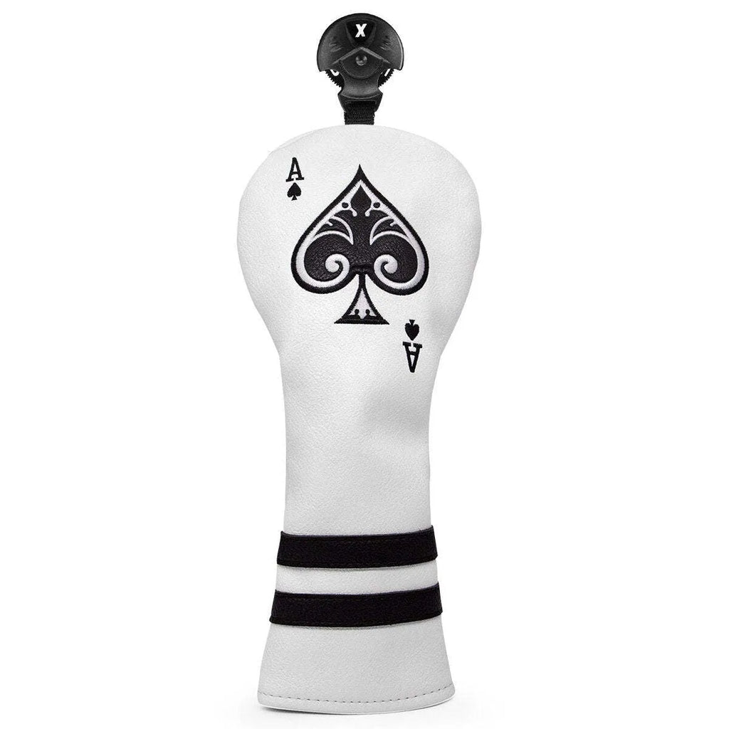 A black PU golf putter sleeve cover designed to protect a standard-sized club head.