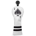 A black PU golf putter sleeve cover designed to protect a standard-sized club head.