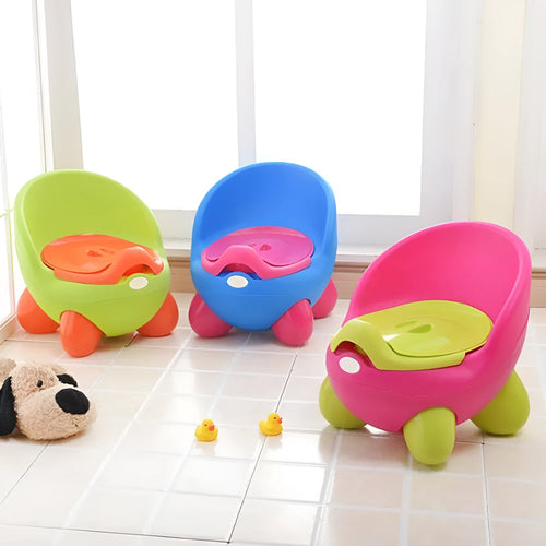 Dandan cartoon-style baby training toilet stool for toddlers in a choice of six bright colours.