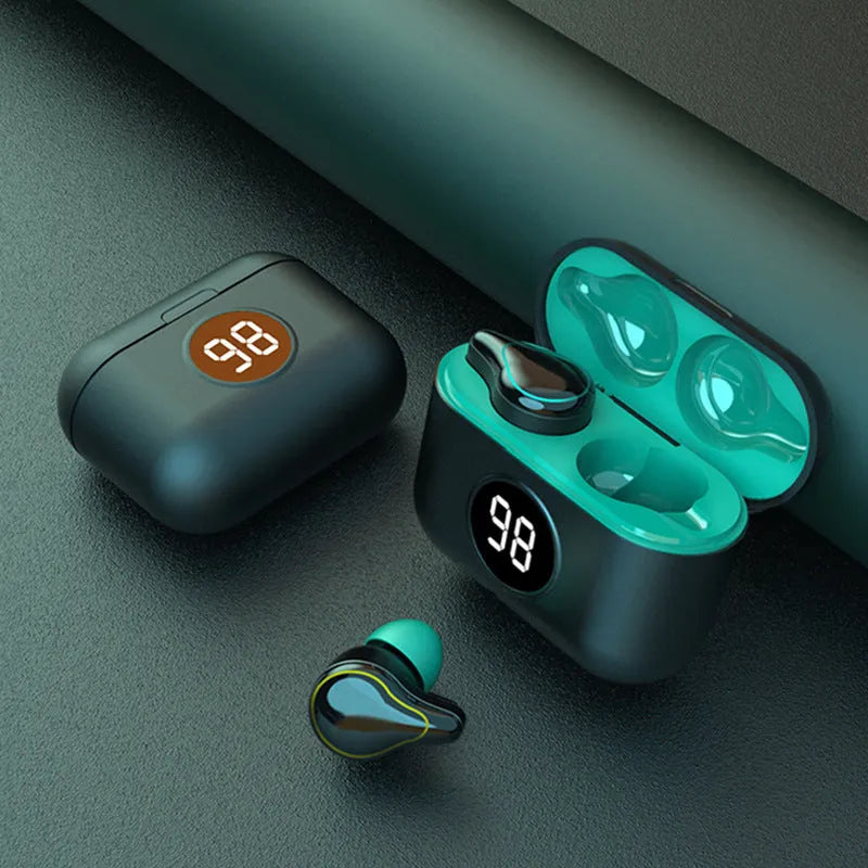 Black or Blue wireless Bluetooth stereo in-ear headset for hands-free calls