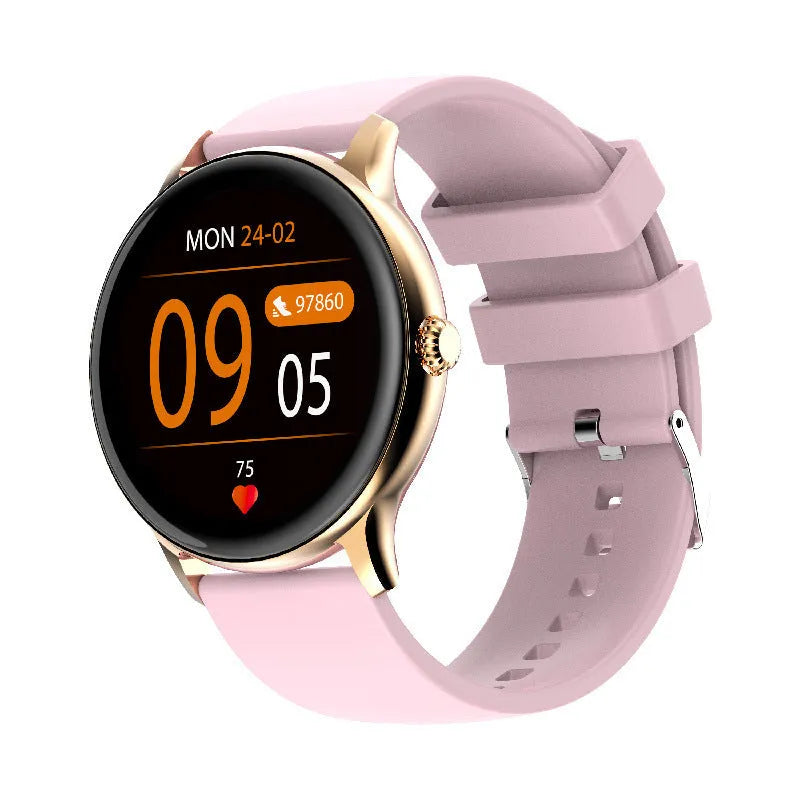 Smart sports watch with circular display for blood pressure monitoring on silicone wristband