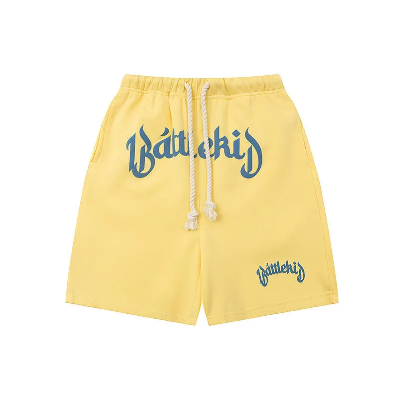 Men's cotton blended loose fit retro hip hop shorts in street style colours