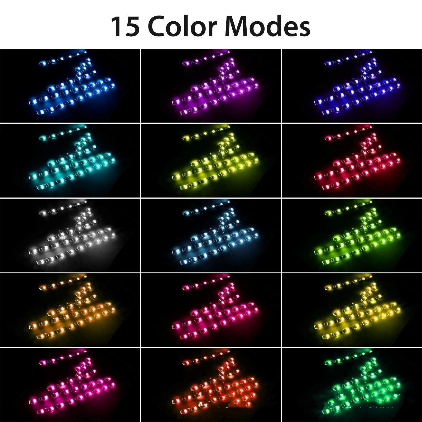 Black silicone RGB LED light bar with remote control for vehicle atmosphere lighting