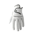 White half sheepskin golf glove for men showing non-slip palm surface