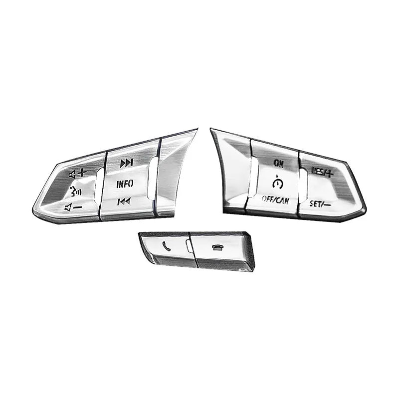 Atz aluminium alloy steering wheel decorative sticker set showing brushed red, silver, and blue hollow buttons