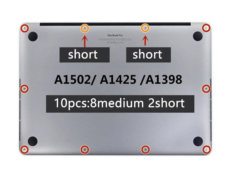 Apple MacBook Pro bottom shell replacement screws for A1502, A1398 and A1425 Retina models