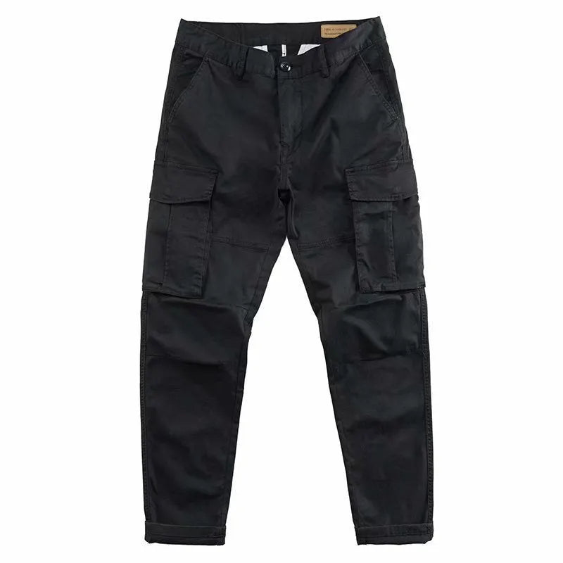 Multi-pocket men's labour protection trousers in cotton fabric with cropped length design