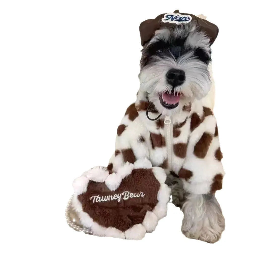 Small dog plush warm coat in pink or brown for Teddy, Bichon and Pomeranian breeds