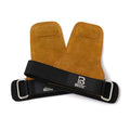 Brown leather wrist protectors for horizontal pull-up bar exercises with adjustable fastening