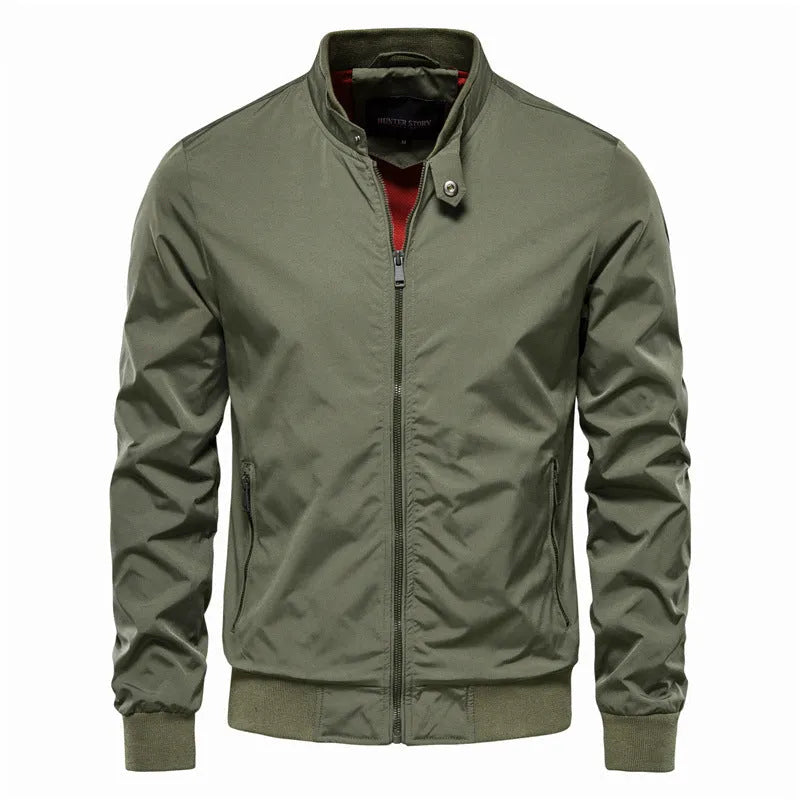Men's casual lightweight polyester jacket in solid colour options
