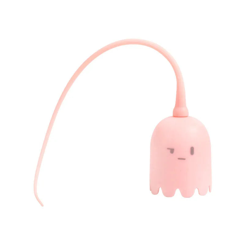 Automatic cat wand toy with swinging silicone tail measuring 38 cm long