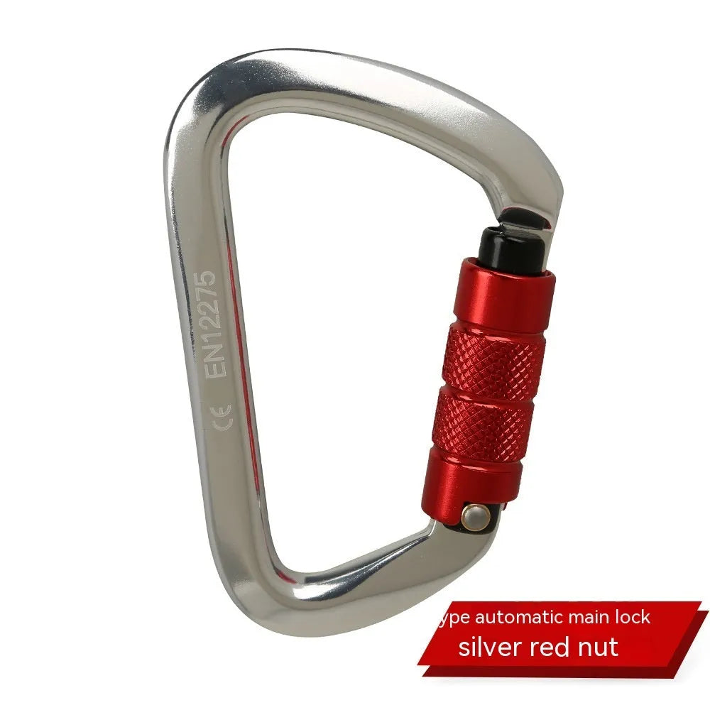 D-type steel climbing lock with auto-lock or screw-gate mechanism in multiple colours