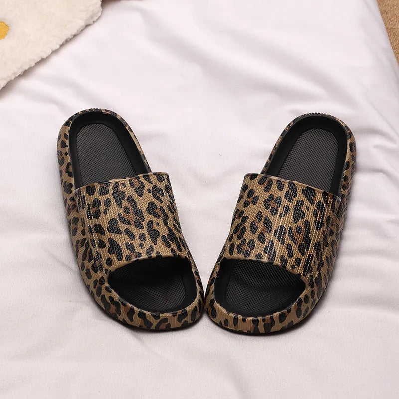 Leopard print slippers for women with thick EVA sole in multiple colour options