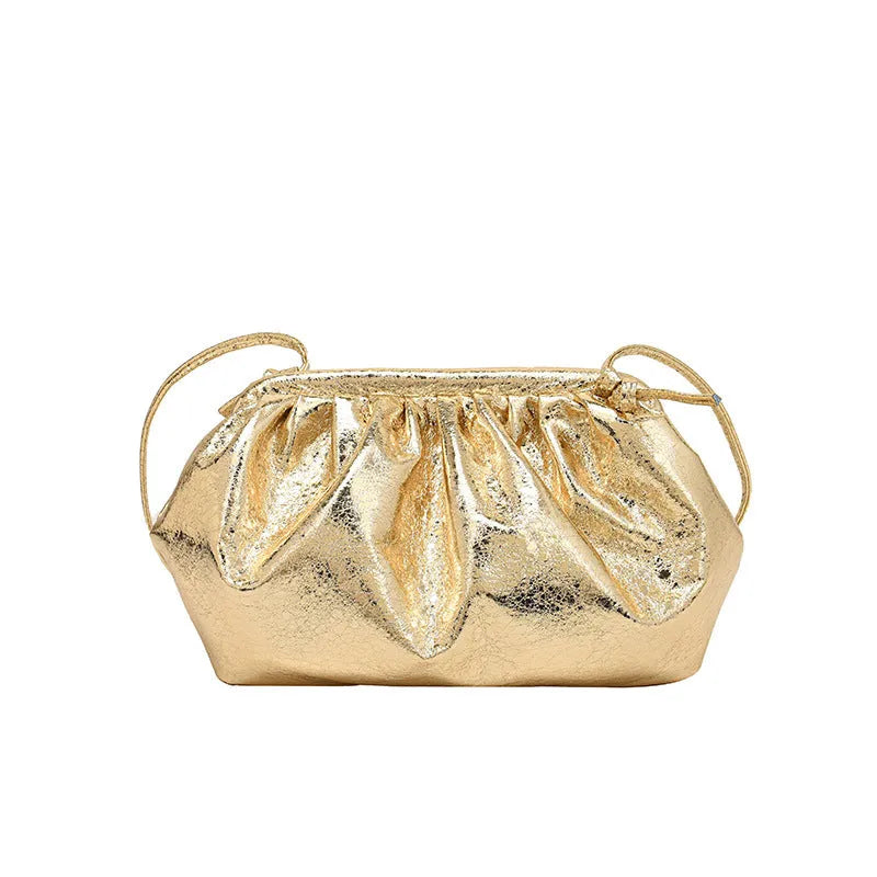 Shell-shaped PU leather hair clip crossbody bag with internal phone and document pockets