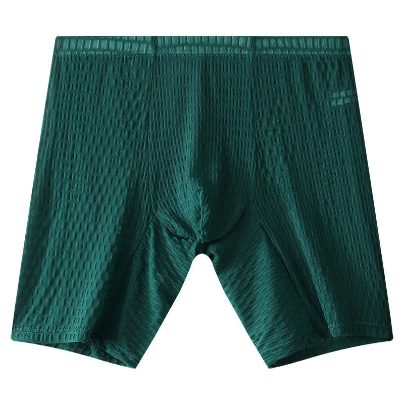 Men's transparent lace boxer shorts in lengthened style with mid waist