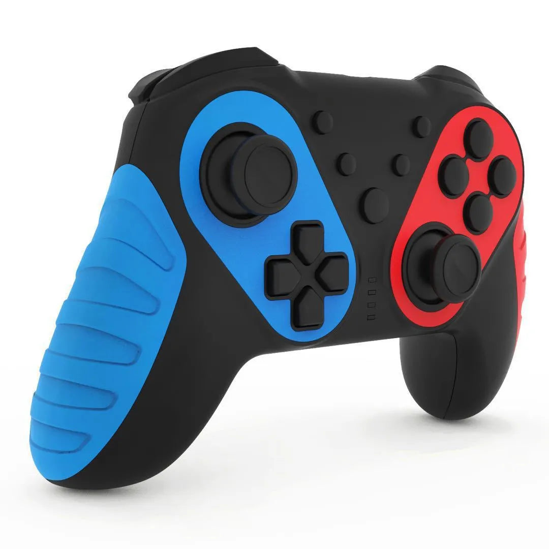 Red and blue wireless Bluetooth gamepad for Nintendo Switch and PC.