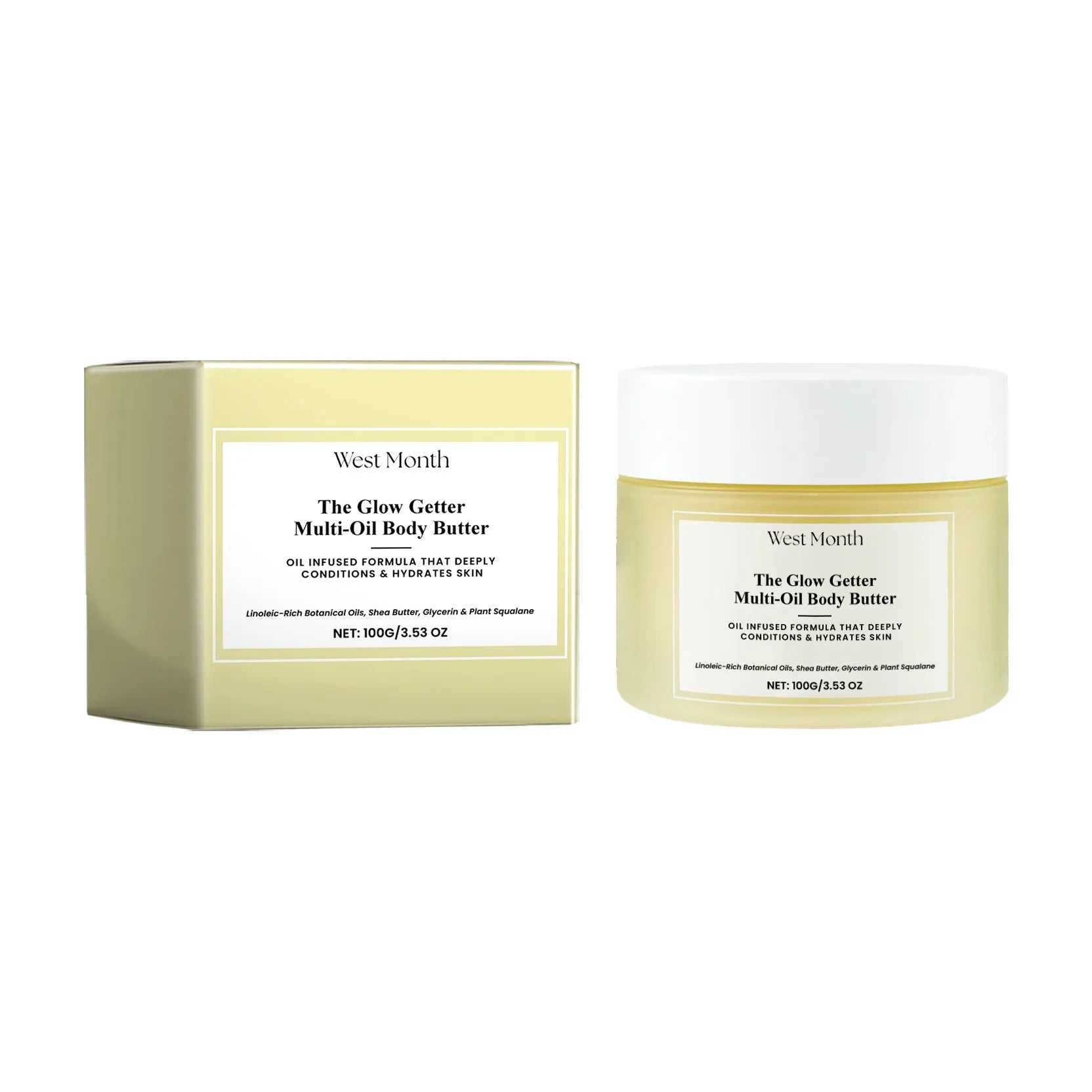 Nourishing and firming skin care set with massage oil and moisturising cream bottles