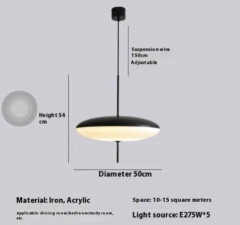 Nordic modern art retro UFO chandelier in all white or black and white finish