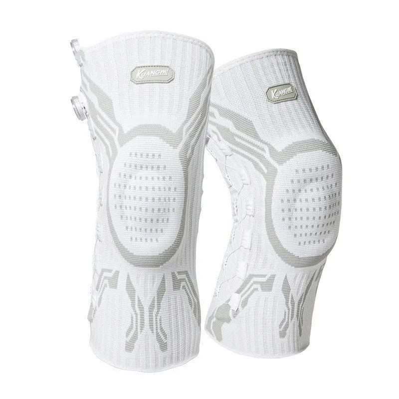 Grey-white sports kneecaps for left and right knees in M, L, XL sizes for basketball, running, football, badminton