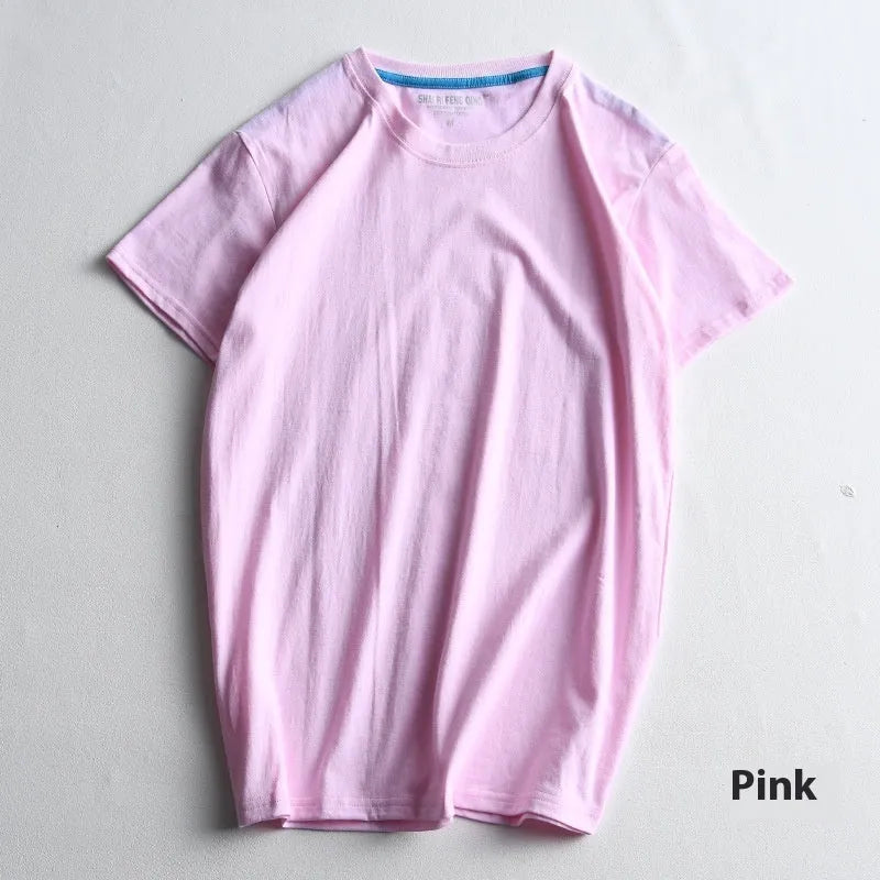 Men's solid colour cotton T-shirt with round neck and short sleeves in multiple colour options
