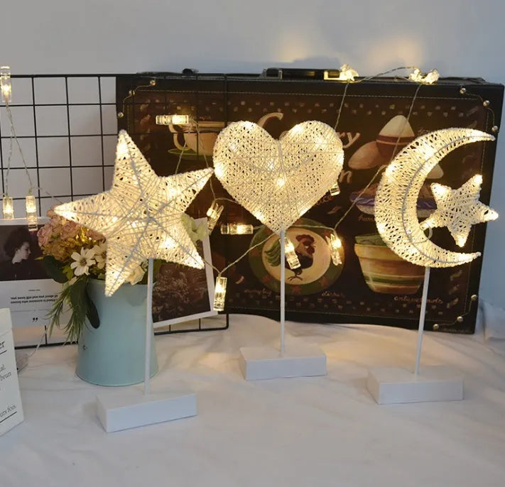 LED rattan star lamp with copper wire frame measuring 23x40cm for bedroom decoration