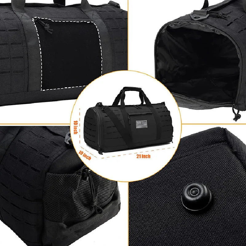 Men's Oxford cloth sports fitness handbag with air pillow belt in khaki colour