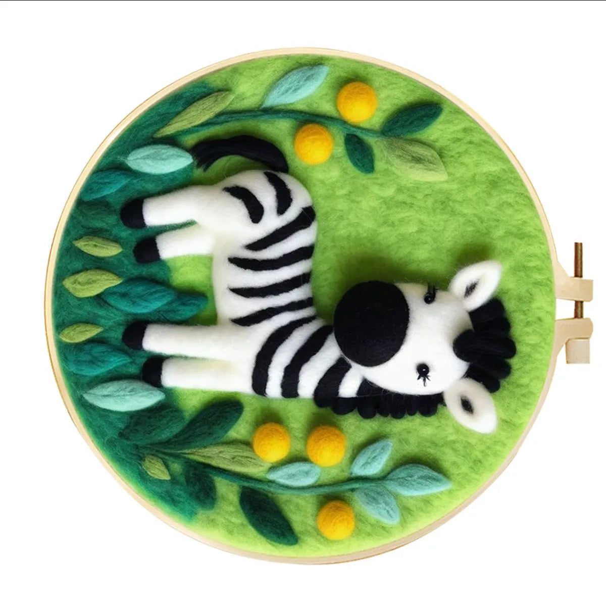 Round linen fabric embroidery kit with free hoop for making a 20x20 cm three-dimensional floral blanket painting.